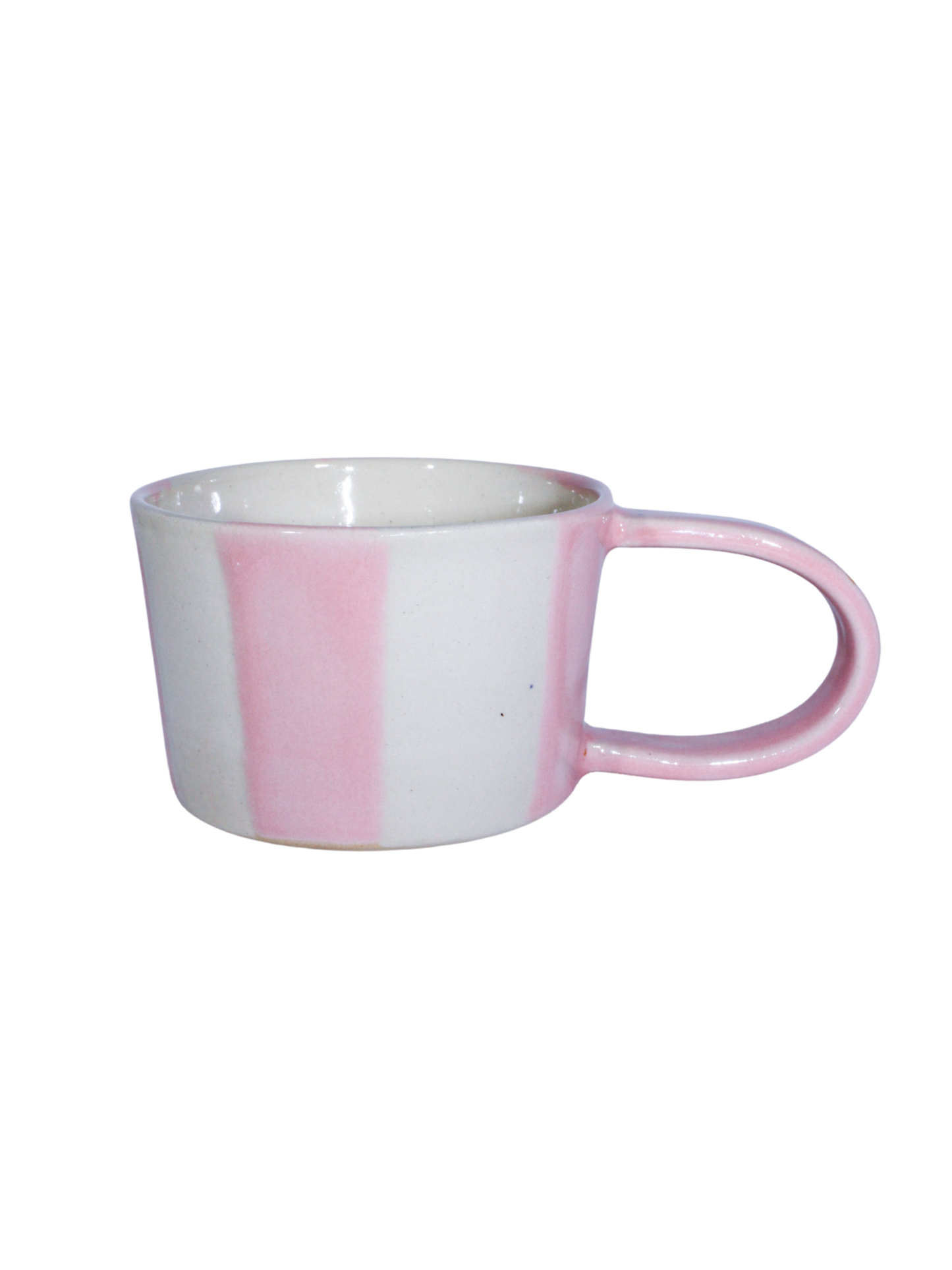 Hvid og lyserød stribet kop