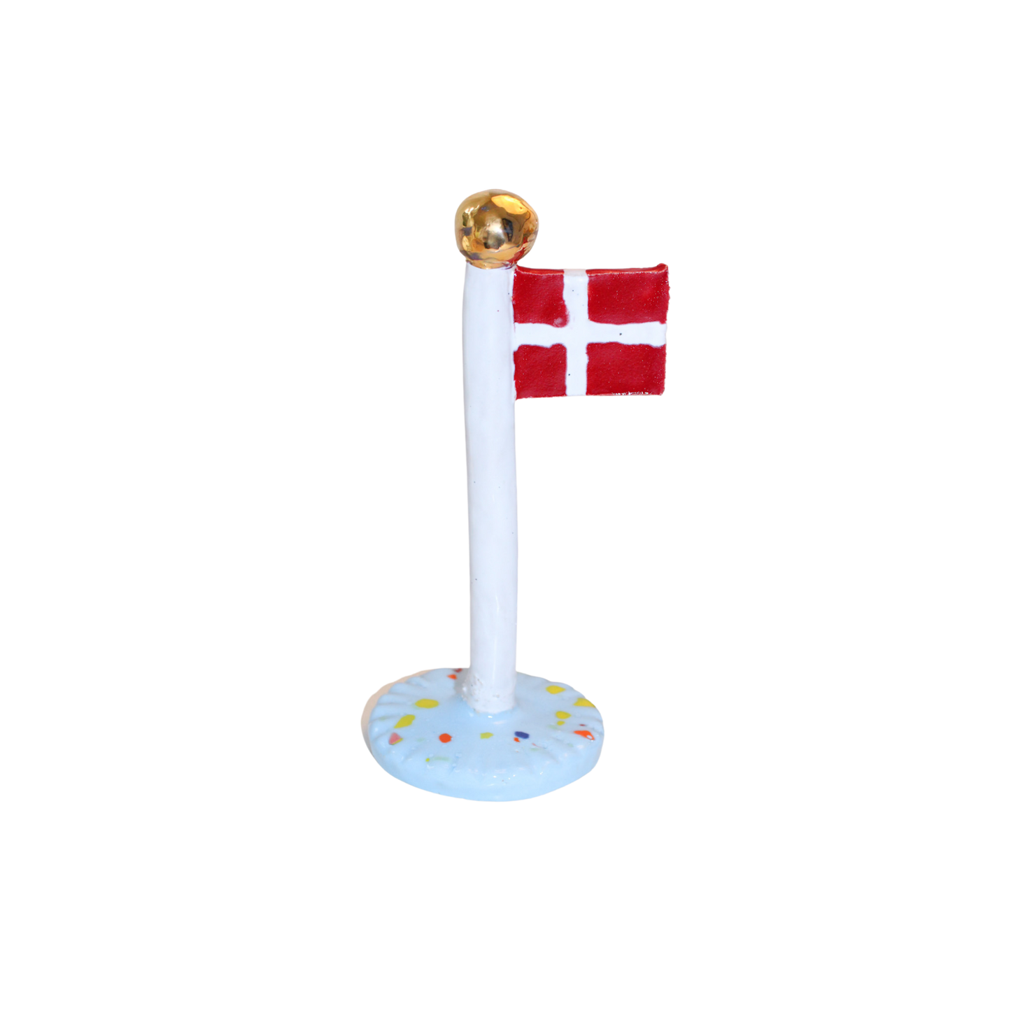 Klassisk Dannebrog, Summer Blue gnist Dot med guld knop