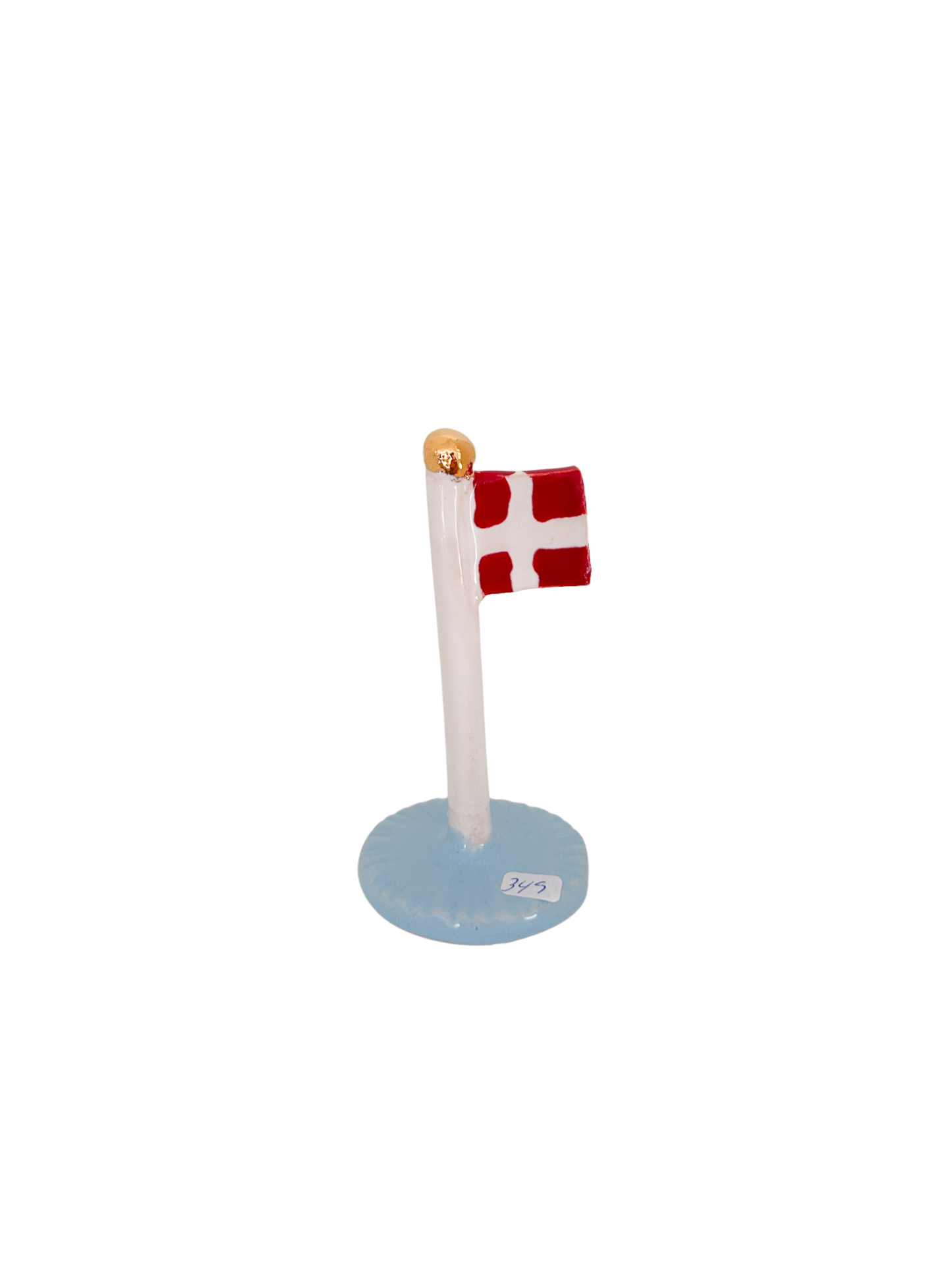 Blåt The Clay Play keramikflag med guld knop