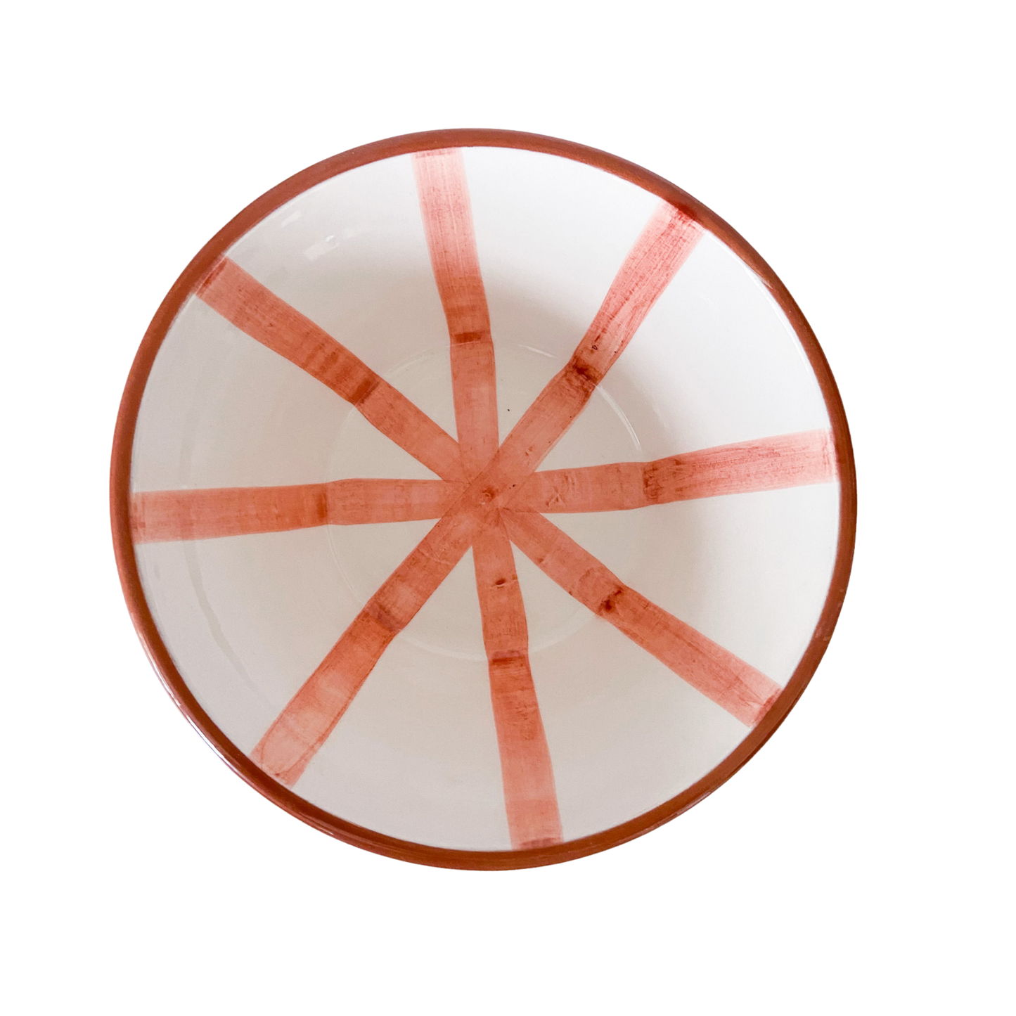 Håndlavet skål med terracotta striber