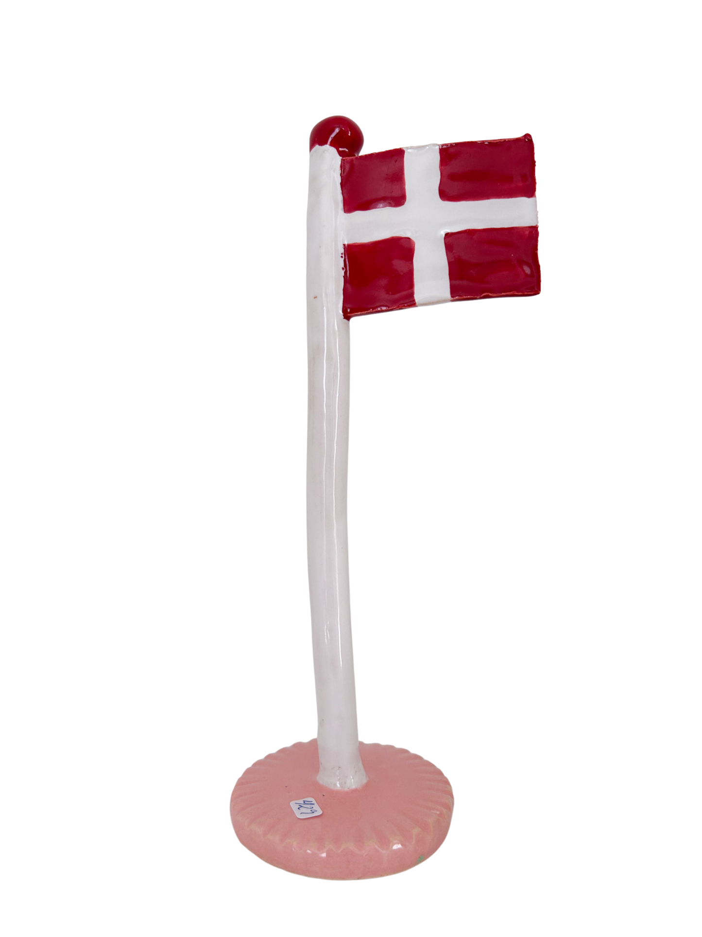 Stort keramikflag med lyserød bund