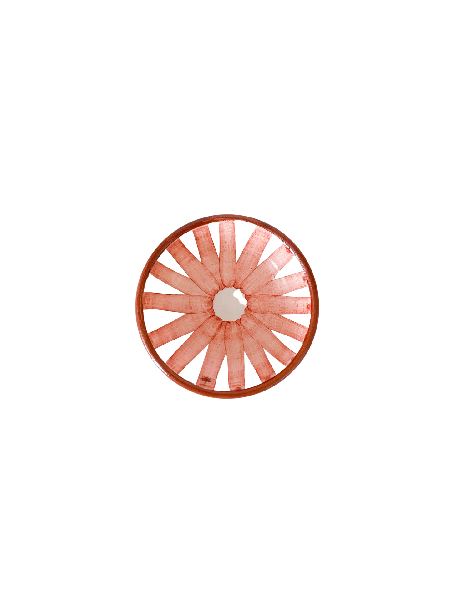keramikskål med terracotta og hvide stribe