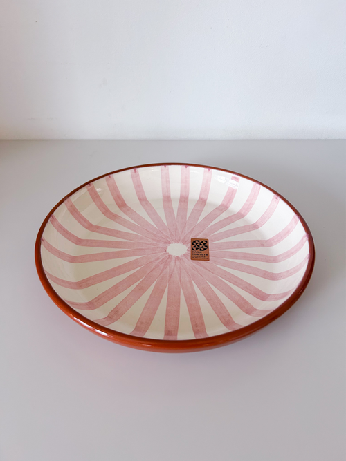 Keramikfad med lyserøde striber