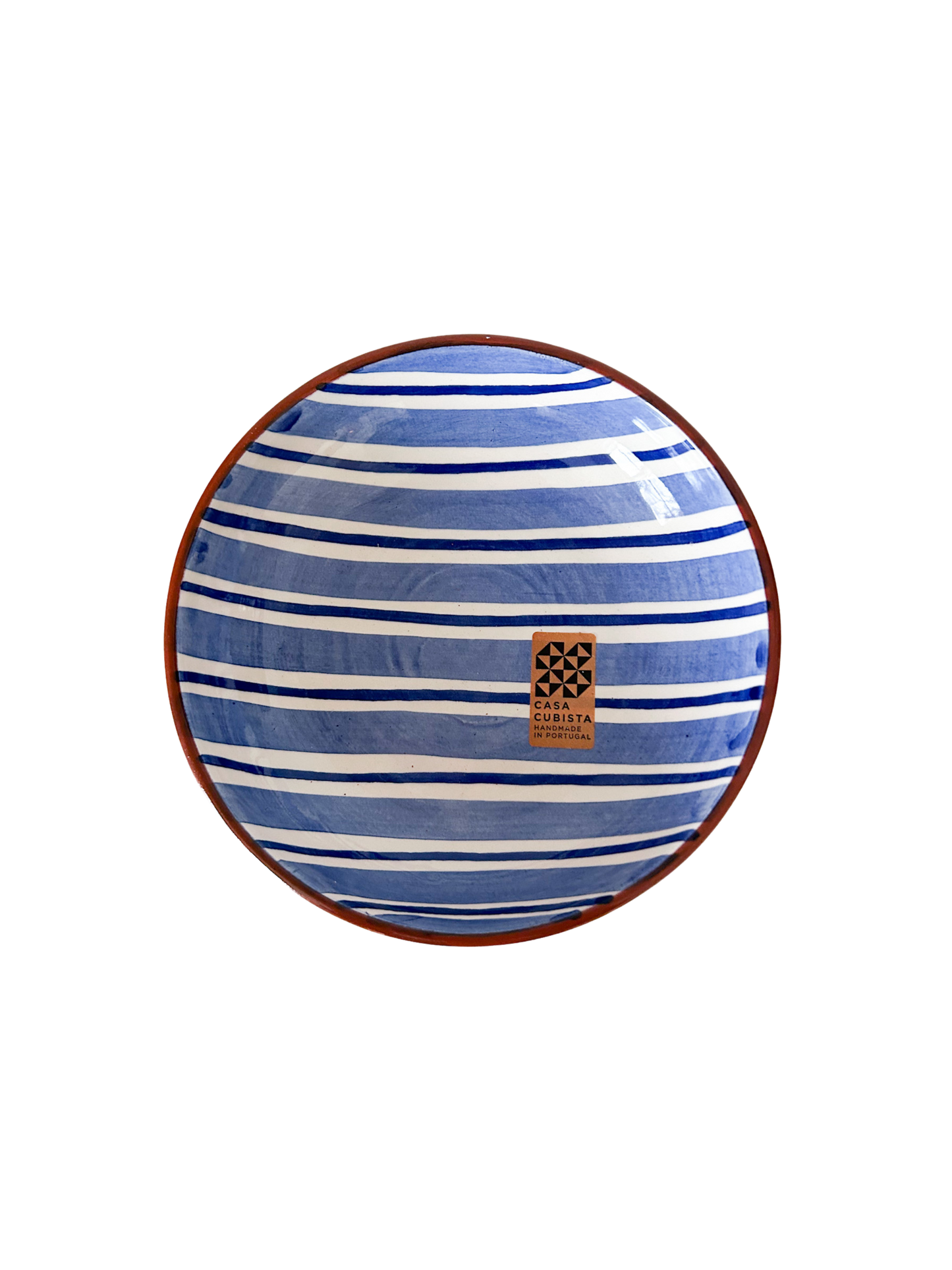 Blå stribet terracotta fad