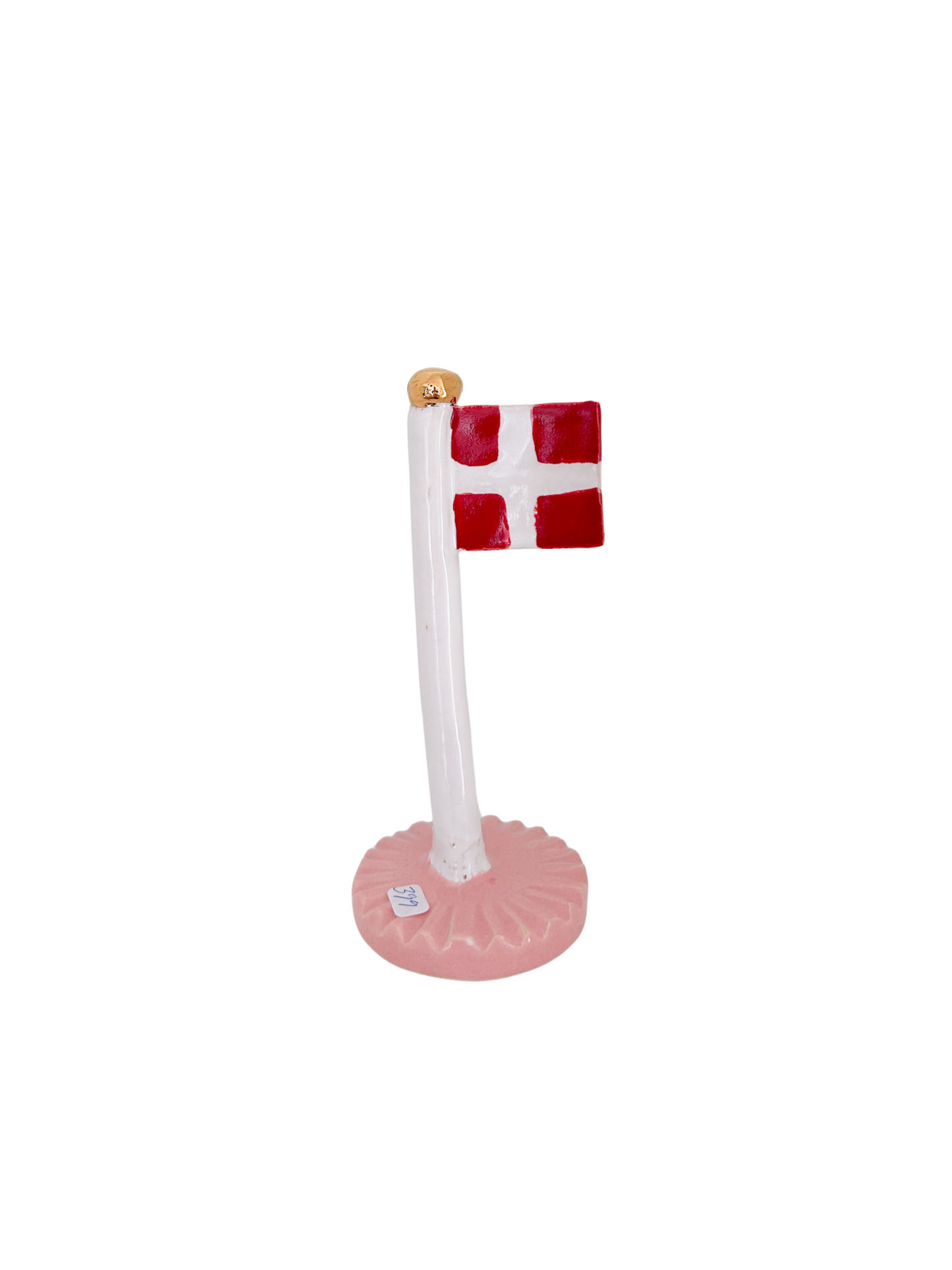 Lyserødt The Clay Play keramikflag med guld knop