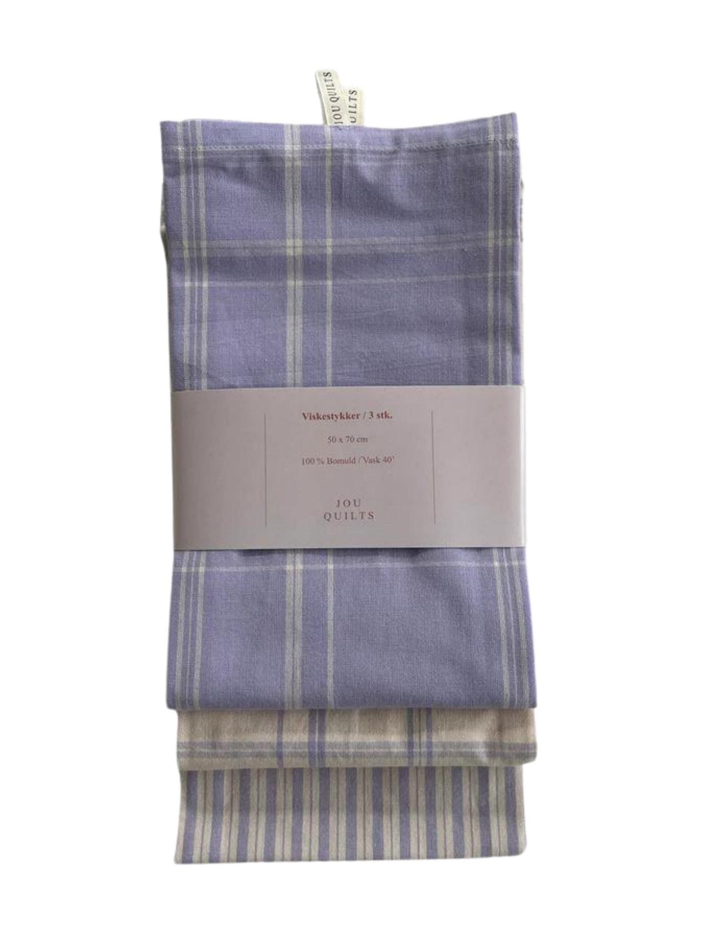 Jou viskestykker / tern + striber / 3 stk. i lilla