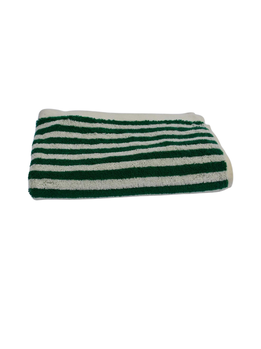 Grøn og hvid stribet håndklæde