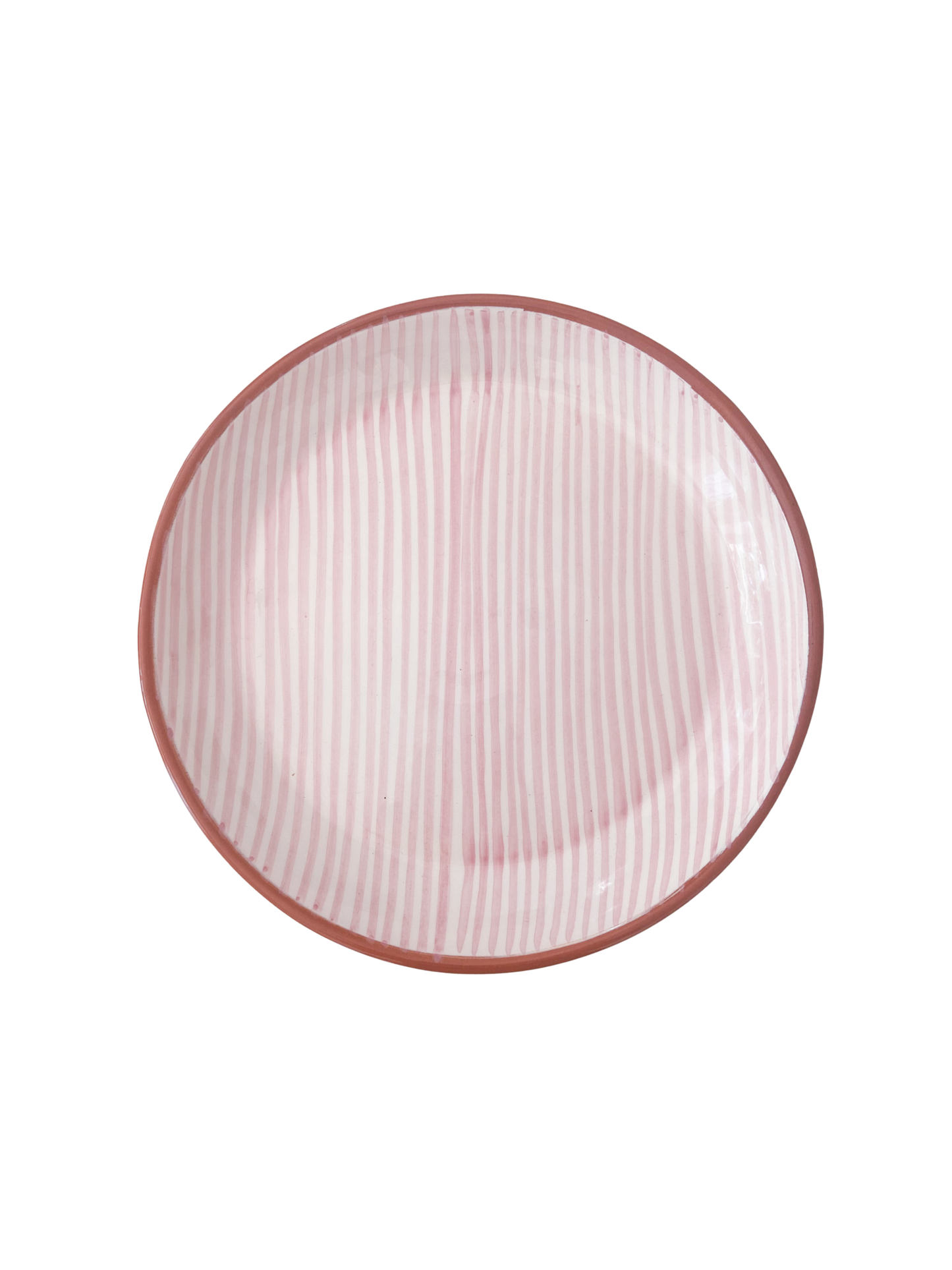 Hvid og lyserødt stribet fad
