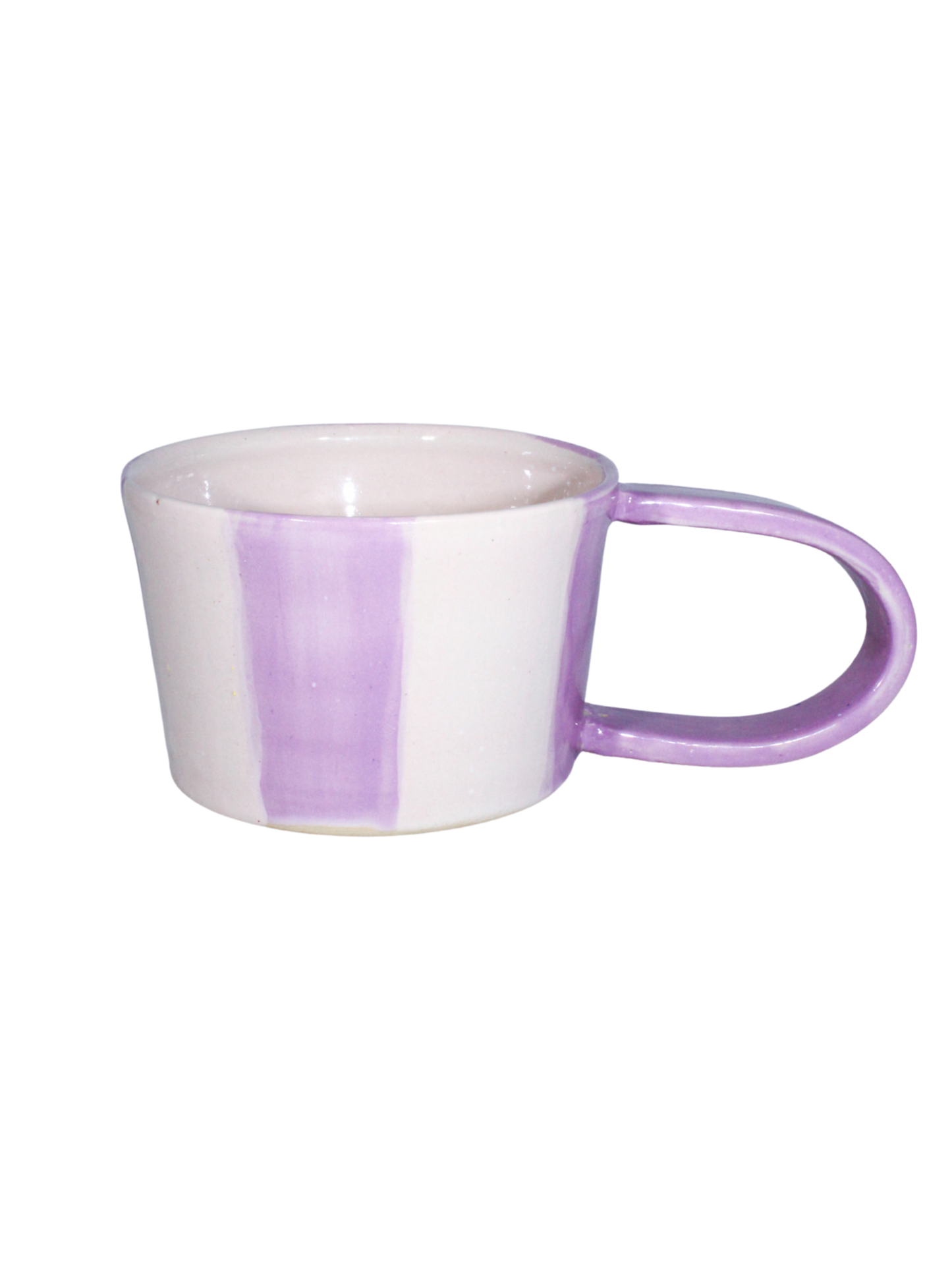 Hvid og lilla stribet kop