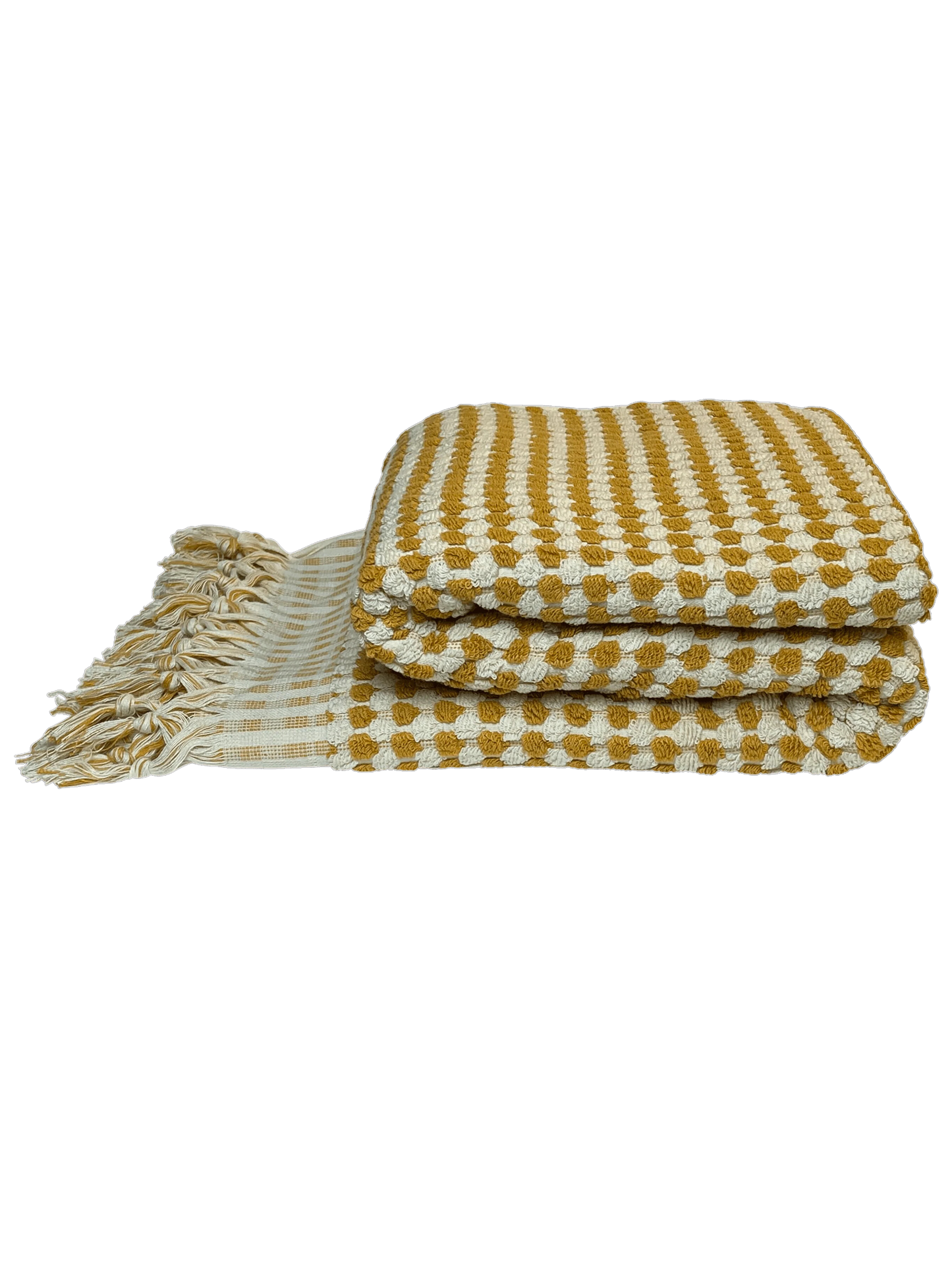 frotté bobler i karrygul og hvid