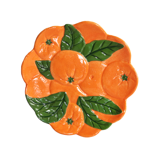 Fad formet af flere appelsiner til et stort appelsinfad