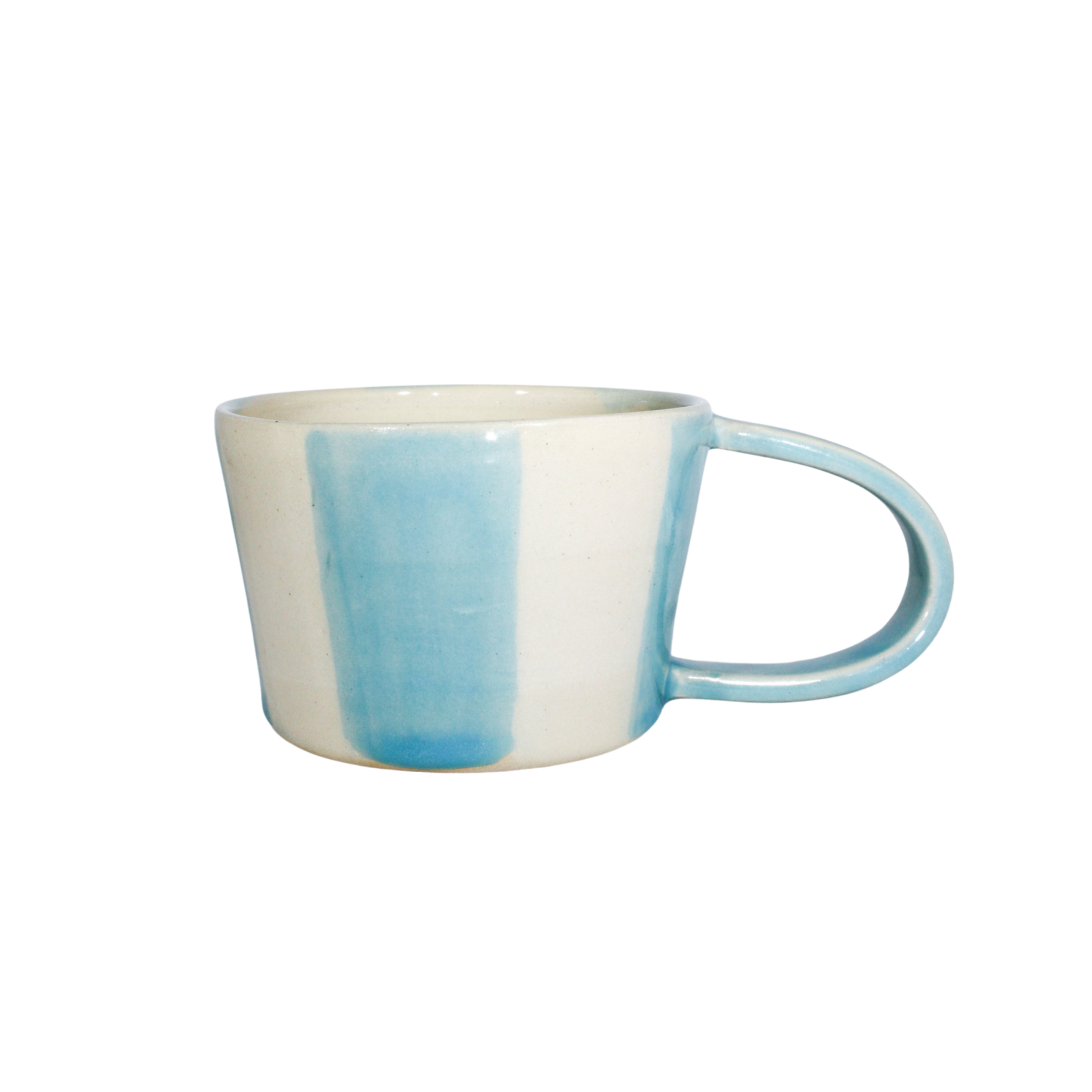 Hvid og blå stribet kop