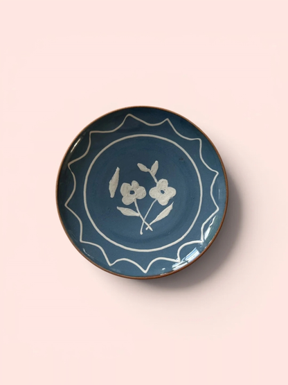 Flower Deco Plate S blue