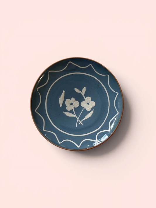 Flower Deco Plate S blue