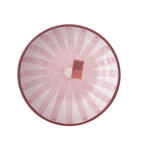 Keramikfad med lyserøde striber (M)