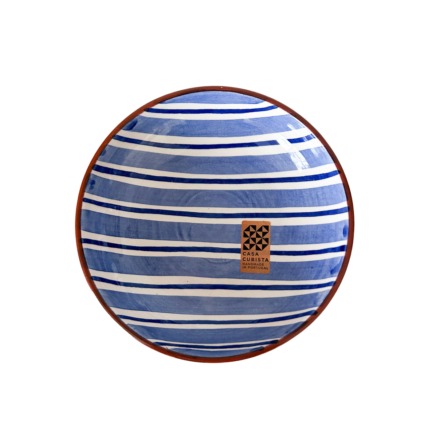 Keramikfad med blå/lyseblå striber (M)