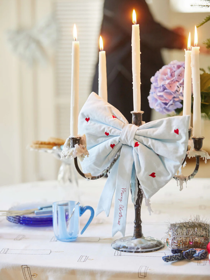 Julesløjfe med hjerter – Lyseblå