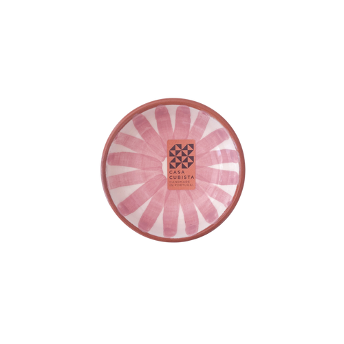 Keramikskål med lyserøde striber (S)